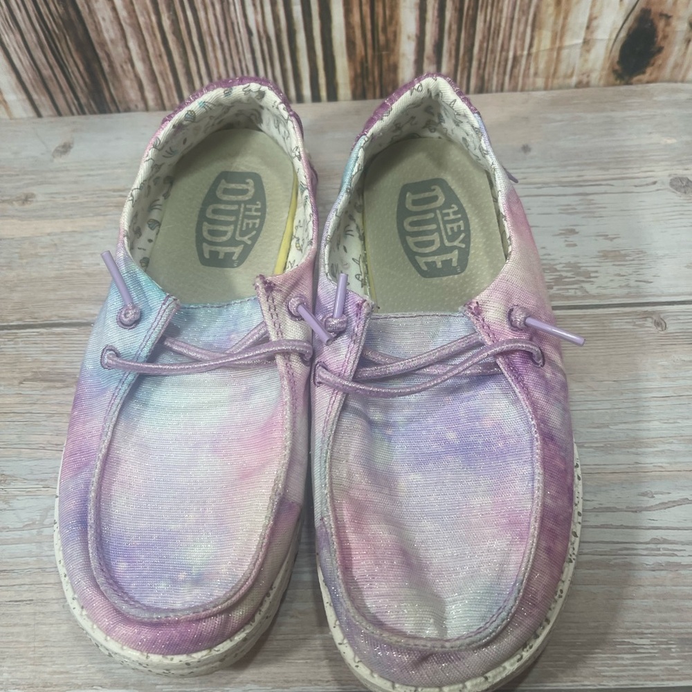 Girls Hey Dude Pink And Purple Sparkle Galaxy Shoes Youth 2